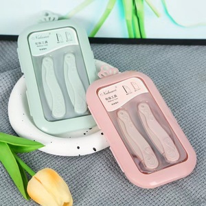 Double Flower Eyebrow <b>Razor</b> <b>Set</b> 2 Pack Plastic Slanted Tip For Eyebrow Trimming And Care - Product Image 3