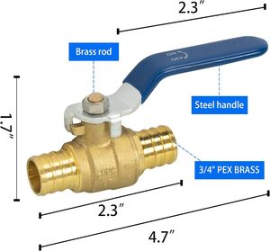 Hourleey 10-mảnh 3/4 inch <span class=keywords><strong>pex</strong></span> Brass đầy đủ cổng đóng van bi nóng/lạnh quý lần lượt nước dừng tắt 1 mảnh mỗi Màu Đỏ màu xanh - Product Image 2
