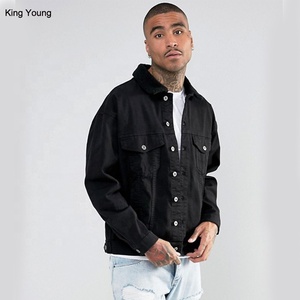 Giacca in Denim KY per Uomo 2023, Colletto a Punta, Bottoni a Contrasto, Nero - Product Image 2