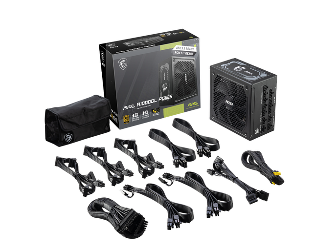 Wholesale  MSI MAG A1000GL PCIE5.0 PSU 850/1000/1250W 80+ BRONZE for Gaming Desktop Switching Power Supply