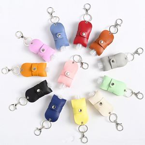 Étui de voyage en cuir PU pour flacon vide, porte-désinfectant avec porte-clés, conteneur rechargeable pour produits de toilette, lotion, liquide - Product Image 5