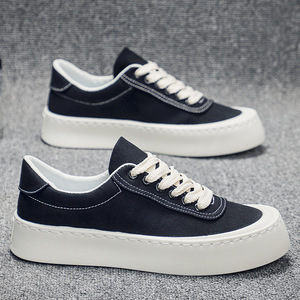 Spring New Hong Kong Style Men's Canvas Lace-Up <strong>Sneakers</strong> Thick <strong>Sole</strong> Casual Shoes - Product Image 6