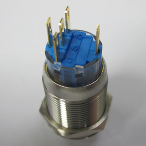 ZLQ19F-SWX11Z-B24V-S Saklar Tekan Logam dengan Pengunci Otomatis SPDT, Rumah SUS Tahan Debu IP60 IK10 dengan Lampu LED Biru Terang - Product Image 5