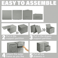 Boîtes de rangement empilables modernes pour sous le lit |   Armoire pliable en tissu avec tiroirs et cubes |   Essentiels pour les dortoirs et les chambres