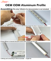 LS-238 LED vertiefte Aluminium profil eloxiert Finish Extrusion 15x35,5mm 6000 Serie für Dekorationen Schneiden Stanzen Dienstleistungen