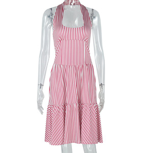 เดรสแฟชั่นแบบผูกคอ พิมพ์ลายดิจิทัล แขนกุด เปิดหลัง ทรงเอไลน์ สำหรับผู้หญิง - Product Image 5