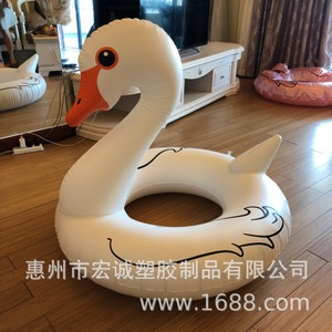 Inflatable Swan Swimming Ring 120cm Black Adult Float For Pool Water Sports Unisex PVC Floatation Device - Product Image 4