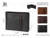 Portafoglio da uomo in vera pelle con motivo a palme, stile patchwork, pieghevole e corto - Product Image 1