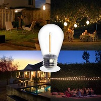 Bombilla LED de Filamento Edison Blanco Cálido S14 2W para Luces de Cadena de Exterior con Plástico para Jardín E27 CRI 90 Garantía de 2 Años