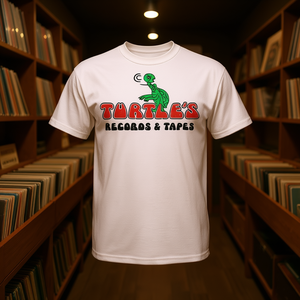 Turtle's Records & Tapes Retro Meme Camiseta blanca para adultos unisex - Product Image 3