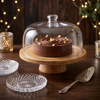 Support à gâteau en acrylique transparent, plateau de présentation de gâteau haut en bois, fabrication chinoise