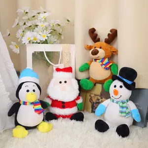 OEM批发定制圣诞毛绒玩具制造商礼品圣诞麋鹿企鹅雪人毛绒动物制造商工厂