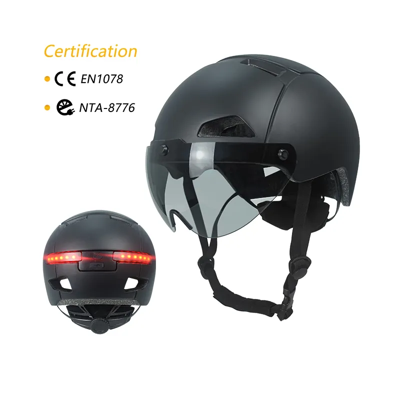 OEM üretici NTA 8776 kask E bisiklet E scooter binici bisiklet kask gözlüğü ile USB şarj edilebilir LED lamba arka ışık kask