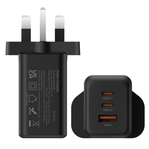 Caricabatterie Rapido ad Alta Tensione con Tecnologia GaN PD65W, 2 Porte C e 1 Porta A, Scelta Preferita per la Ricarica Rapida degli Smartphone - Product Image 1