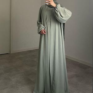 2 Delige Abaya Set Met Zakken Gratis Riem Dubai Nieuwe Bescheiden Nieuwste Islamitische Kleding Ademende Vrouwen Moslim Jurk - Product Image 1
