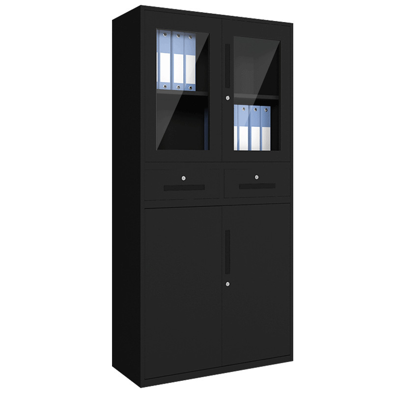 Dismantling and Assembling Thin-side Narrow-side Filing Cabinet Office with Lock Glass Door Black Iron Ca