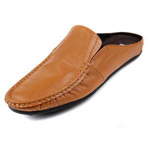 Zapatillas de verano para hombre, punta redonda, piel de vaca suave, modernas, suela plana, zapatillas suaves para el hogar y el ocio, zapatillas de cuero para hombre - Product Image 5