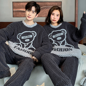 Pijamas de Navidad al Por Mayor para Familia, Pijamas a Juego para Parejas, Ropa de Dormir de Franela Cálida de Invierno para Enamorados - Product Image 5