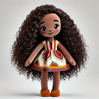 Fabricants de poupées afro-américaines personnalisées, poupée en peluche super douce avec rembourrage en coton PP, boîte personnalisable pour enfants