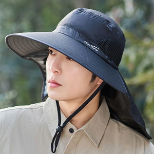 Estate Outdoor uomo nuova protezione UV cappello secchio protezione collo per la pesca in montagna con tesa larga - Product Image 1