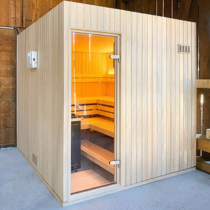 Sauna Tradicional de Vapor Seco de Madera de Cedro Rojo Sólido, Capacidad para 6-8 Personas, Calefacción Eléctrica, Panel de Control Computarizado, Online - Product Image 1