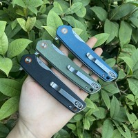 Double chasse camping D2 couteau de poche pliant artisanat premier manche en fibre de carbone couteau EDC manche en lin couteau pliant
