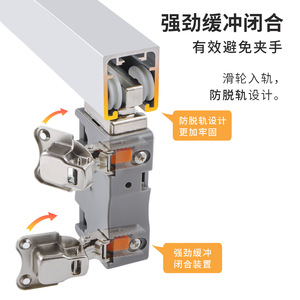 Trackless Tri Fold Door <b>Hardware</b> YG665 Triple Damper Track Ceiling Mount <b>Wardrobe</b> Accessories Non Detachable Design - Product Image 1