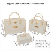 Boîte cadeau de luxe personnalisée style sac à main, étui d'emballage pour bijoux en tissu gaufré, boîte élégante et portable pour mariage, cosmétiques