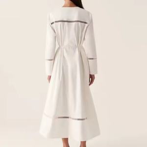 ชุดเดรสออกแบบใหม่สำหรับฤดูใบไม้ร่วงสำหรับผู้หญิง สไตล์ลำลอง เรียบร้อย ชุดเดรสทำงานคุณภาพสูง แขนยาว ชุดเดรสผ้าลินินยาวแบบแม็กซี่ - Product Image 3