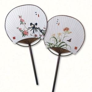 พัดกระดาษแบบกำหนดเองขนาด 24 ซม. พร้อมปลอกกระดาษ พัดมือทรงกลมแบบวินเทจ สำหรับเป็นของขวัญ - Product Image 1