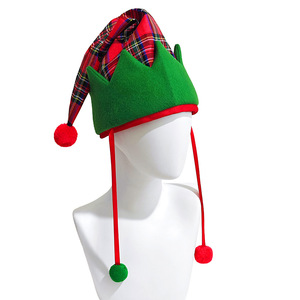 Gorro Navideño Luling Yaoyao, Talla Única, Rojo y Verde, con Pompón, Diseño a Cuadros, para Disfraces, Fiestas y Regalos - Product Image 2