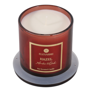 Candela Profumata ELEVARRE al Profumo di Quercia Ambrata, Barattolo da 6oz con Coperchio, Candela Decorativa per la Casa - Product Image 4