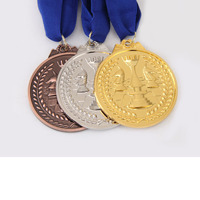 Médailles de sport personnalisées en gros médaille vierge et trophée métal avec ruban médaille de jeu de course de natation de football