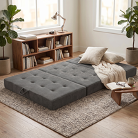 Canapé-lit pliable OEM, convertible, à trois sections, avec coussin en mousse haute densité et revêtement en velours côtelé, idéal pour entrepôt et appartement