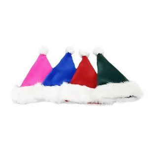 Topi Santa payet Mini berkedip poliester, untuk Natal, pesta liburan Tahun Baru, ukuran dewasa