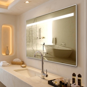 Miroir de salle de bain intelligent à LED rétroéclairé en aluminium noir rectangulaire moderne avec interrupteur tactile, miroir mural pour la décoration de la maison - Product Image 5