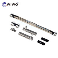 Roulettes/Amortisseurs Modernes en Alliage d'Aluminium Mince pour Porte Coulissante en Verre à Double Fermeture Douce, Capacité 80kg, Fonctionnement Fluide