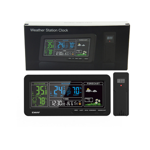 <span class=keywords><strong>Station</strong></span> météo sans fil EMAF pour la maison, avec thermomètre numérique, hygromètre, capteur d'intérieur, prévisions météo, horloge LCD et alarme. - Product Image 6