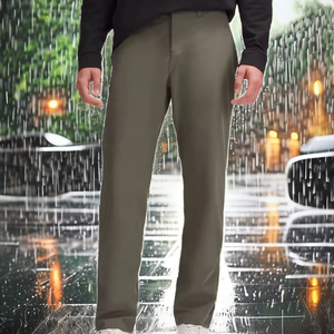 Pantalones de Verano para Hombre de Lujo, Alta Calidad, 100% Algodón, Casuales, Lisos, de Color Sólido, de Tiro Medio, Pierna Recta, Cierre de Cremallera, Secado Rápido para Exteriores - Product Image 2