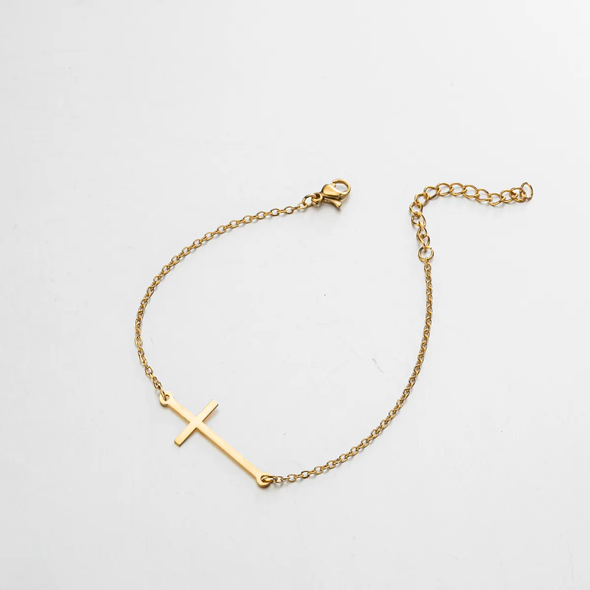 Bracelet chrétien en acier inoxydable pour femme, vente en gros, Simple, à la mode, chaîne en argent or, cadeau