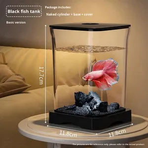 Modern kleine acryl aquarium complete set voor <span class=keywords><strong>Betta</strong></span> viskweek 2.5L bureau ornament plastic viskom - Product Image 6