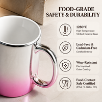 Mug Keramik Metalik Gradasi 11oz, Cangkir Pencetakan Sublimasi Bone China dengan Pegangan Tangan, Hadiah Kustom