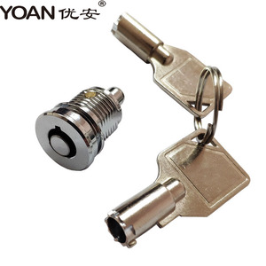 YOAN Miniature 12mm Serrure à cylindre tubulaire à broche <span class=keywords><strong>radiale</strong></span> en alliage de zinc chromé brillant pour boîtier de batterie, 2 clés, Grade 3 ANSI - Product Image 2
