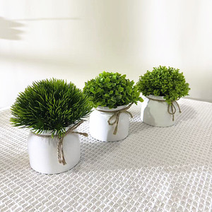 Nueva Planta Artificial Esférica Verde con Lazo de Cuerda de Cáñamo, Pequeño Bonsái en Maceta, Hecho a Mano, para Hogar, Balcón, Entrada, Exterior - Product Image 2