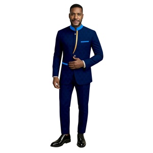 Costume Traditionnel Africain <span class=keywords><strong>pour</strong></span> Hommes, Ensemble Bazin Riche, <span class=keywords><strong>Tenue</strong></span> d'Affaires Personnalisée, Manches Longues, 100% Coton, Veste et Pantalon, <span class=keywords><strong>pour</strong></span> Fête 2526018 - Product Image 4