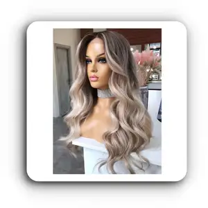 Stylist Design Ombre Pastel Blonde Big Wave Full Virgin Cuticle Human Hair HD Lace Front Wigs Customization Fee