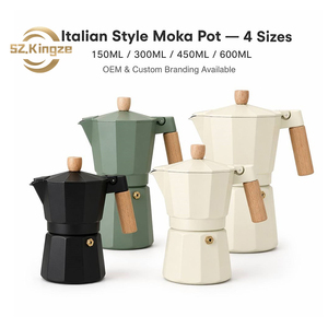 Kingze Classic 150ml 300ml Aluminio Moka Pot Portable Business Espresso <span class=keywords><strong>Cafetera</strong></span> para el hogar Oficina Estufa Mocha Maker - Product Image 1