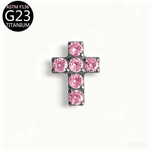 Pendientes de titanio F136 5A con circonita en forma de cruz, aretes de moda para la oreja, anillos de titanio para la <span class=keywords><strong>labio</strong></span>, joyería corporal para mujer - Product Image 6