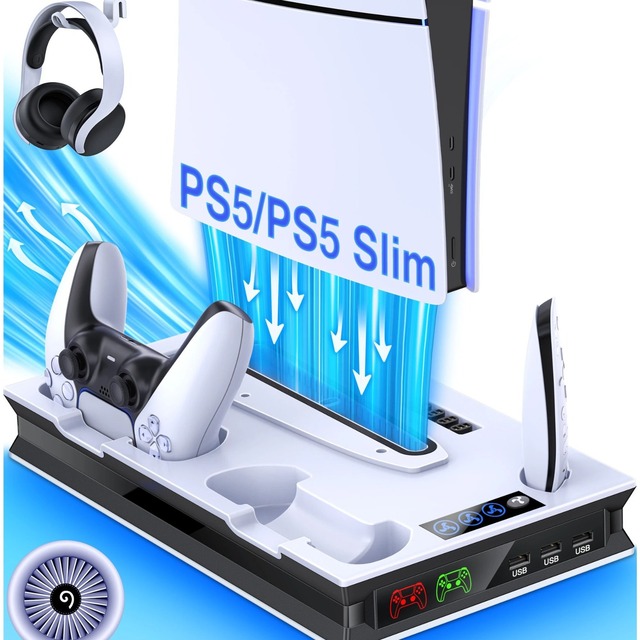 Wholesale Multi-Function Slim Game Console Fast Charging Station Cooling Stand Charger Dock for Ps5