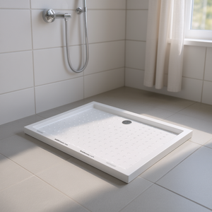 Base de Ducha Rectangular Blanca de ABS, 31.5x39.4x1.6 Pulgadas, Drenaje Central, Diseño Minimalista Decorativo - Product Image 2